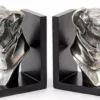 Casa Padrino Buchstützen Set Hundeköpfe Antik Silber / Schwarz 20 x 19,5 x H. 10 cm - Luxus Deko Accessoires