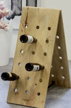 Casa Padrino Champagner Flaschen Ständer aus Mangoholz - Weinflaschenregal für 36 Flaschen, 90 x 38 x 4 cm
