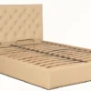 Casa Padrino Chesterfield Bett Beige - Echtleder Möbel