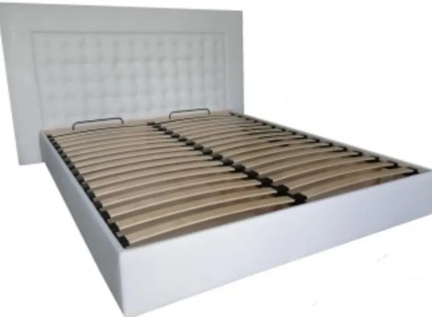 Casa Padrino Chesterfield Bett Weiß - Schlafzimmer Echtleder Möbel