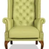 Casa Padrino Chesterfield Echtleder Ohrensessel Hellgrün 80 x 80 x H. 110 cm - Luxus Sessel