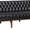 Casa Padrino Chesterfield Echtleder 3-Sitzer Sofa Schwarz / Braun 213 x 78 x H. 72 cm - Hotel Möbel