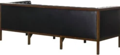 Casa Padrino Chesterfield Echtleder 3-Sitzer Sofa Schwarz / Braun 213 x 78 x H. 72 cm - Hotel Möbel
