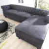 Casa Padrino Chesterfield Ecksofa in Antikgrau - Wohnzimmer Möbel - Couch