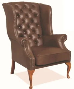 Casa Padrino Chesterfield Echtleder Ohrensessel Braun 80 x 80 x H. 110 cm - Luxus Sessel
