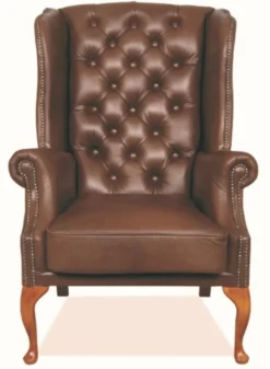 Casa Padrino Chesterfield Echtleder Ohrensessel Braun 80 x 80 x H. 110 cm - Luxus Sessel