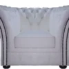 Casa Padrino Chesterfield Echtleder Sessel Weiß 110 x 90 x H. 80 cm - Luxus Kollektion