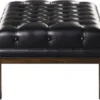 Casa Padrino Chesterfield Echtleder Fußhocker Schwarz / Braun 80 x 59 x H. 40 cm - Hotel Möbel