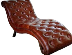Casa Padrino Chesterfield Echt Leder Relax Liege Dunkelbraun