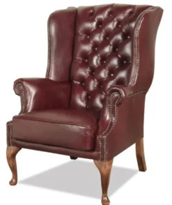 Casa Padrino Chesterfield Echtleder Ohrensessel Dunkelrot 80 x 80 x H. 110 cm - Luxus Sessel
