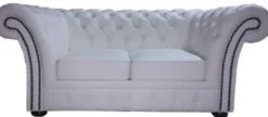 Casa Padrino Chesterfield Echtleder 2er Sofa Weiß 170 x 90 x H. 80 cm - Luxus Kollektion