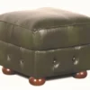 Casa Padrino Chesterfield Echtleder Hocker Dunkelgrün 50 x 50 x H. 54 cm - Wohnzimmermöbel