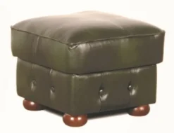 Casa Padrino Chesterfield Echtleder Hocker Dunkelgrün 50 x 50 x H. 54 cm - Wohnzimmermöbel