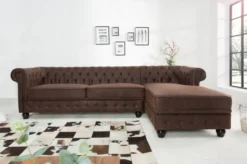 Casa Padrino Chesterfield Ecksofa Vintage Braun 280 x 165 x H. 73 cm - Kunstleder Wohnzimmer Sofa - Chesterfield Möbel