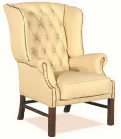 Casa Padrino Chesterfield Echtleder Ohrensessel Creme 80 x 80 x H. 110 cm - Luxus Sessel