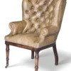 Casa Padrino Chesterfield Echtleder Sessel Vintage Leder mit Rollen - Luxus Wohnzimmer Ohrensessel Möbel Büffelleder Sessel