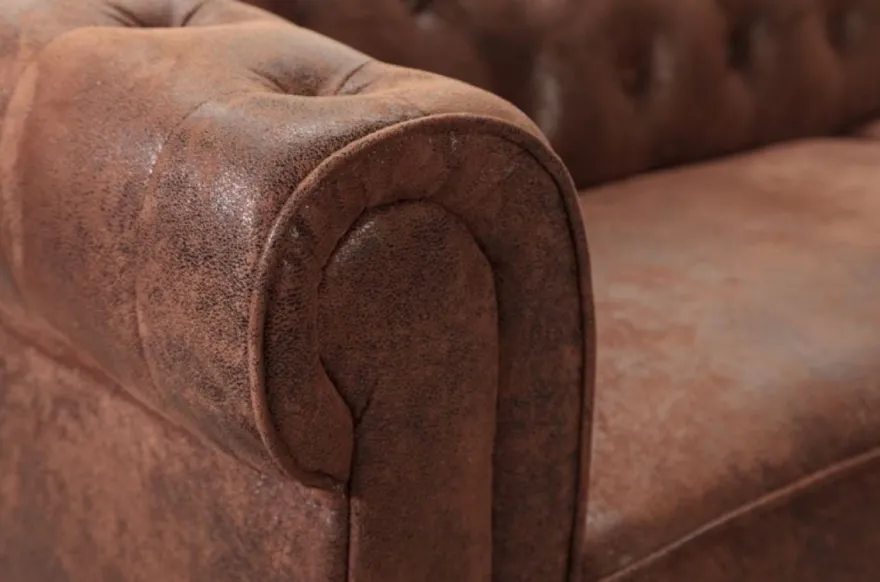 Casa Padrino Chesterfield Ecksofa Links Antik Braun - Microfaser Wohnzimmer Sofa - Chesterfield Wohnzimmer Möbel