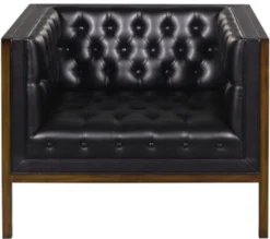 Casa Padrino Chesterfield Echtleder Sessel Schwarz / Braun 91 x 78 x H. 72 cm - Hotel Möbel