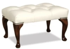 Casa Padrino Chesterfield Echtleder Hocker 60 x 40 x H. 45 cm - Luxus Möbel
