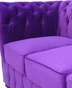 Casa Padrino Chesterfield 3er Sofa in Lila 200 x 90 x H. 78 cm - Luxus Qualität