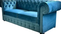 Casa Padrino Chesterfield 2er Sofa in Blau 160 x 90 x H. 78 cm - Luxus Chesterfield Sofa