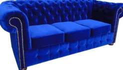 Casa Padrino Chesterfield 3er Sofa in Royalblau 200 x 90 x H. 78 cm - Luxus Qualität
