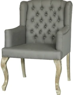 Casa Padrino Chesterfield Esszimmerstuhl mit Armlehnen in Frostgrau - 65 x 70 x H. 96 cm