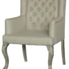 Casa Padrino Chesterfield Esszimmerstuhl mit Armlehnen in Creme 65 x 70 x H. 96 cm