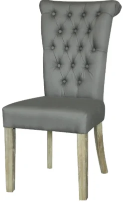 Casa Padrino Chesterfield Esszimmerstuhl Frostgrau 51 x 66 x H. 100 cm - Luxus Esszimmer Möbel