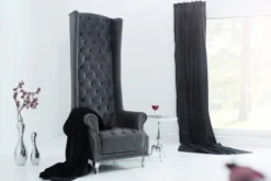 Casa Padrino Chesterfield High Back Sessel Grau - Thron König Hochlehn Sessel - Modern Barock Hochlehner