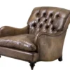 Casa Padrino Chesterfield Luxus Echt Leder Ohrensessel New York in Olive, 84 x 100 x 86 cm