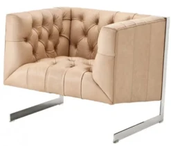 Casa Padrino Chesterfield Luxus Echt Leder Sessel Manhattan Vintage Naturale 82 x 77 x 70 cm - Club Sessel