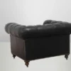 Casa Padrino Chesterfield Luxus Echt Leder Sessel im Vintage Design Old Saddle Black 123 x 96 x 78 cm