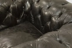Casa Padrino Chesterfield Luxus Echtleder Sessel im Vintage Design, Farbe Ebony, Breite 123 cm