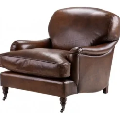 Casa Padrino Chesterfield Luxus Echt Leder Ohrensessel im Vintage-Stil Dunkelbraun 84 x 100 x 86 cm