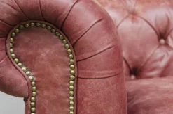 Casa Padrino Chesterfield Luxus Echt Leder Sofa 2.5 Sitzer Vintage Leder Galata Red Breite 220 cm