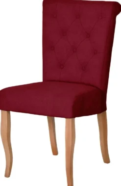 Casa Padrino Chesterfield Neo Barock Esszimmer Stuhl Bordeauxrot / Naturfarben - Chesterfield Neo Barock Küchen Stuhl - Esszimmer Möbel - Chesterfield Möbel - Neo Barock Möbel