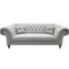 Casa Padrino Chesterfield Samt Sofa Grau / Schwarz 225 cm - Chesterfield Möbel