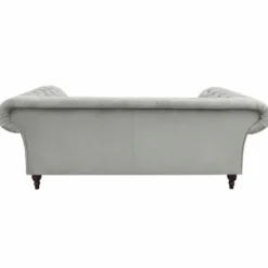 Casa Padrino Chesterfield Samt Sofa Grau / Schwarz 225 cm - Chesterfield Möbel