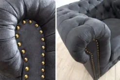 Casa Padrino Chesterfield Sessel Antikgrau - Lounge Sessel Antik grau - Wohnzimmer Sessel