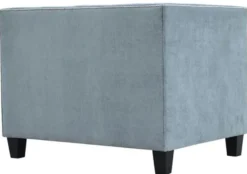 Casa Padrino Chesterfield Sessel Hellblau / Schwarz 100 x 84 x H. 83 cm - Moderner Wohnzimmer Sessel - Chesterfield Wohnzimmer Möbel