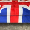 Casa Padrino Chesterfield Sitzbank mit England UK Flagge 160 x 65 x H. 43 cm - Chesterfield Wohnzimmer Bank - Chesterfield Wohnzimmer Möbel