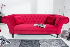 Casa Padrino Chesterfield Sofa in Rot 225 x 90 x H. 79 cm - Designer Chesterfield Sofa
