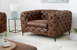 Casa Padrino Chesterfield Wohnzimmer Sessel Antik Braun 120 x 100 x H. 70 cm - Chesterfield Wohnzimmer Möbel