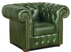 Casa Padrino Chesterfield Wohnzimmer 3er Set Grün - Luxus Echtleder Möbel