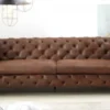 Casa Padrino Chesterfield Wohnzimmer Sofa Antik Braun 240 x 97 x H. 73 cm - Chesterfield Wohnzimmer Möbel