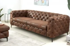 Casa Padrino Chesterfield Wohnzimmer Sofa Antik Braun 240 x 97 x H. 73 cm - Chesterfield Wohnzimmer Möbel