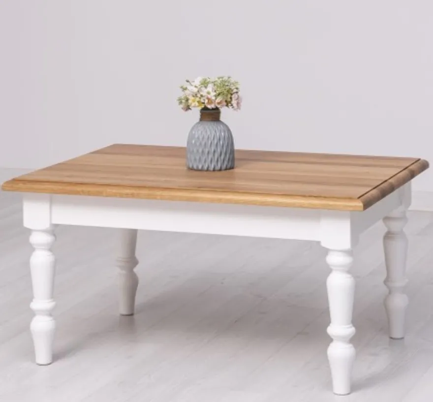 Casa Padrino Couchtisch im Landhausstil mit Eichenholzplatte, 90 x 65 x 45 cm