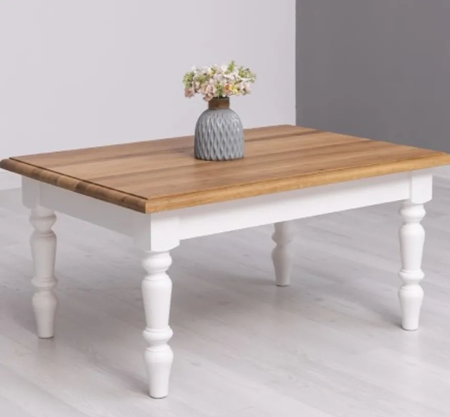 Casa Padrino Couchtisch im Landhausstil mit Eichenholzplatte, 90 x 65 x 45 cm
