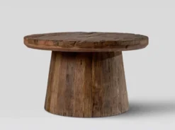 Casa Padrino Couchtisch Naturbraun Ø 66 x H. 39 cm - Runder Massivholz Wohnzimmertisch aus recyceltem Altholz